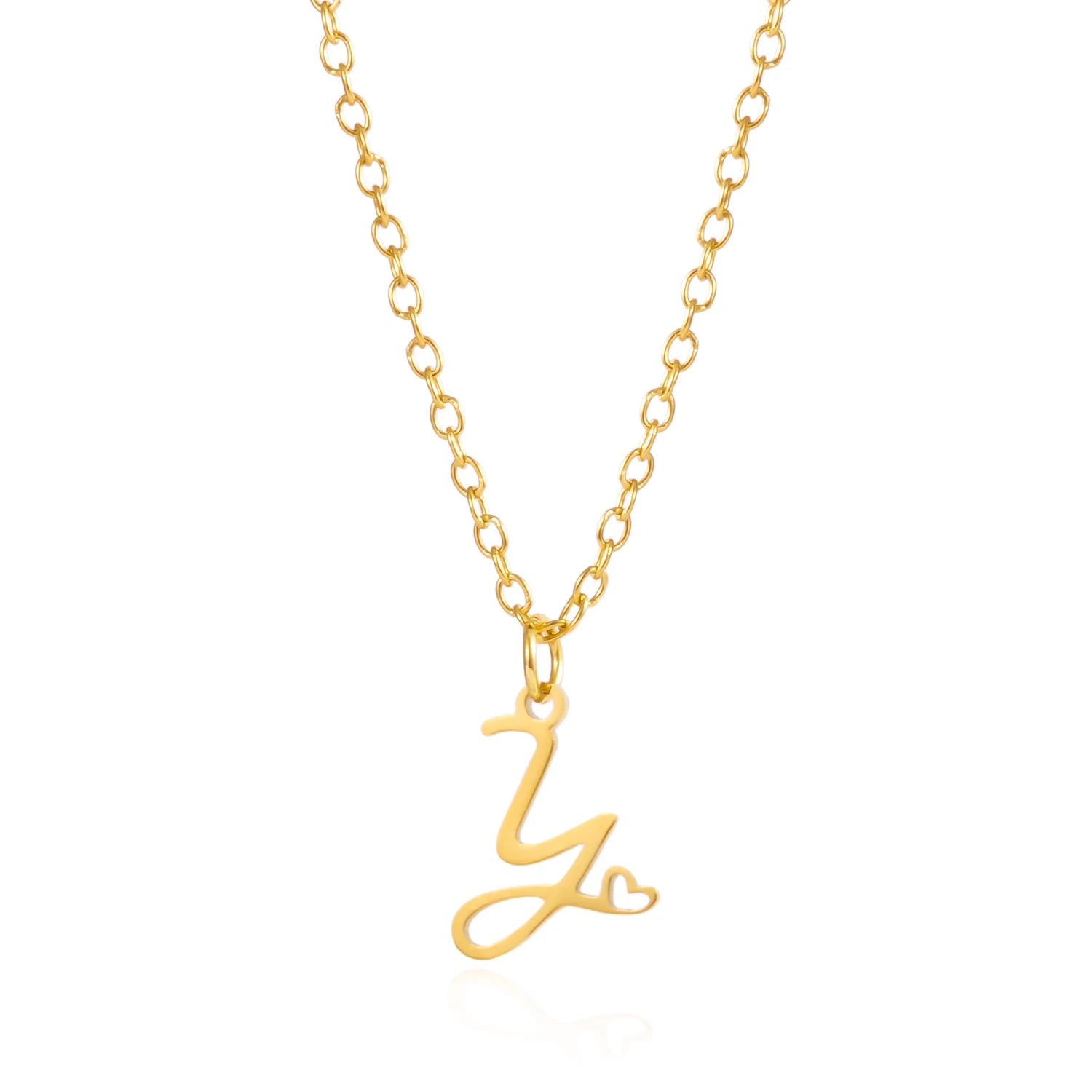 A-Z Initial Letter Heart Necklace – Stainless Steel Personalized Clavicle Chain