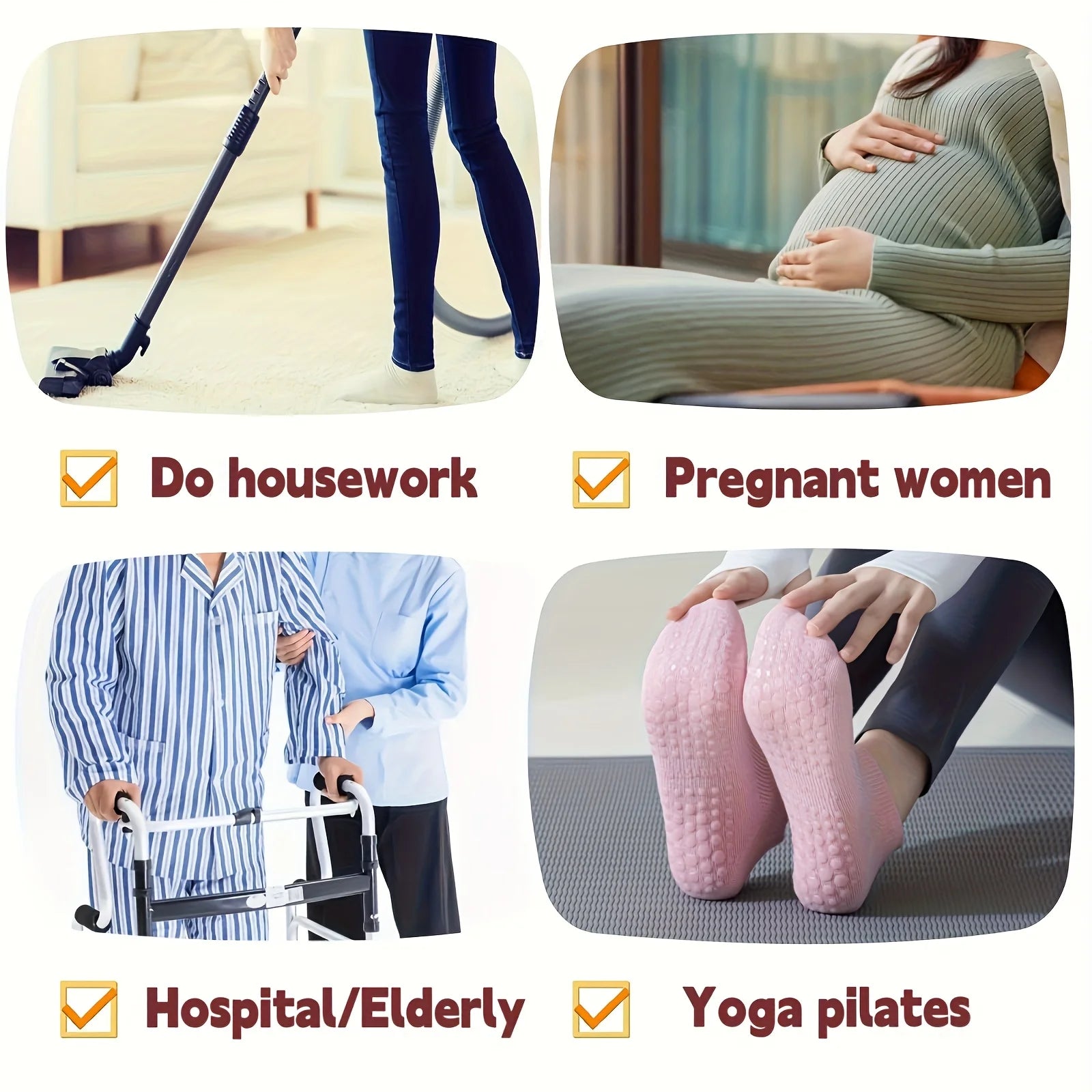 Women's Grip Pilates Socks – 3 Pairs Non-Slip Yoga Socks for Barre, Ballet & Barefoot Workout