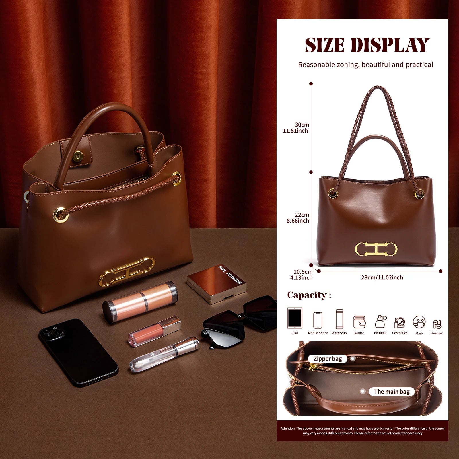 Black Minimalist Tote Bag 2025 – Dual-Use Commuting Women's Handbag