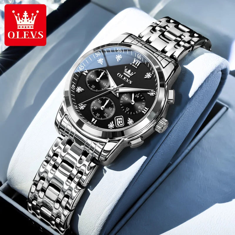 OLEVS 2858 Diamond Bracelet Watch – Chronograph, Luminous & Waterproof