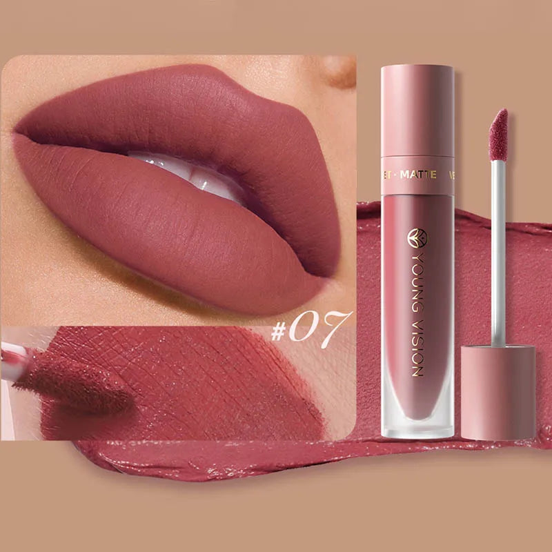DUNUF 8-Colour Matte Velvet Lip Gloss Set – Waterproof Plumping Lipstick Square Tube