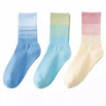 Women's Gradient Colour Cotton Sports Socks – Harajuku Candy Colours Mid-Tube (3 Pairs)