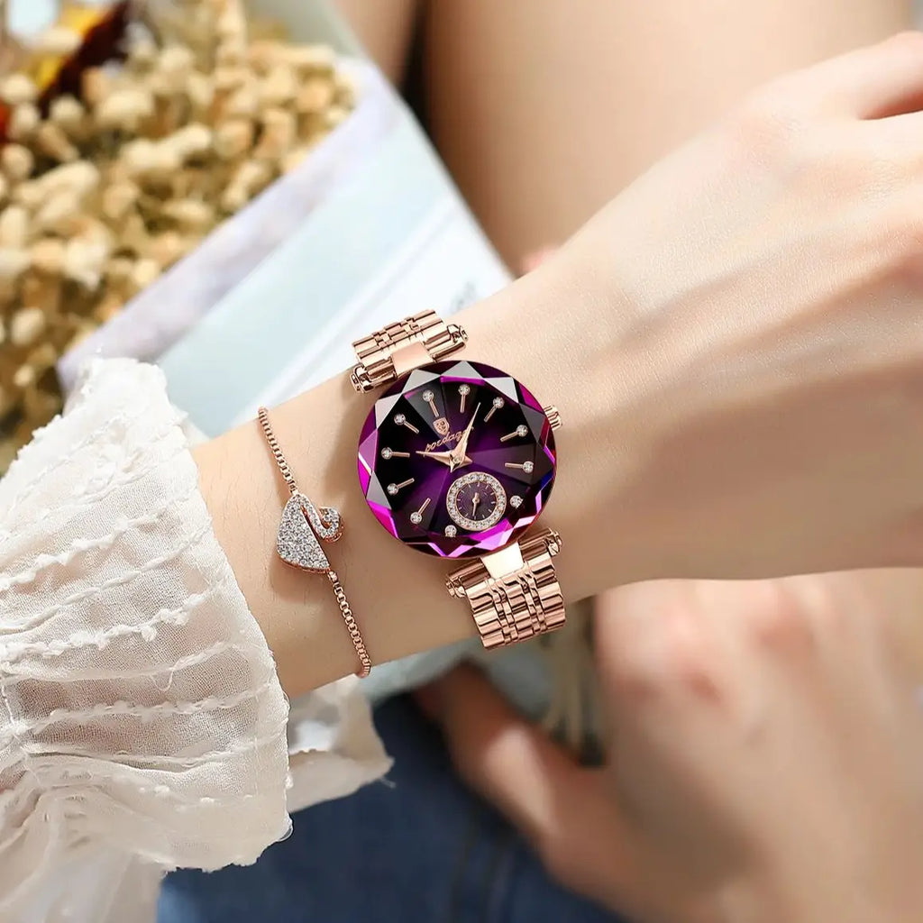 POEDAGAR Women's Luxury Diamond Watch – Elegant Quartz Timepiece