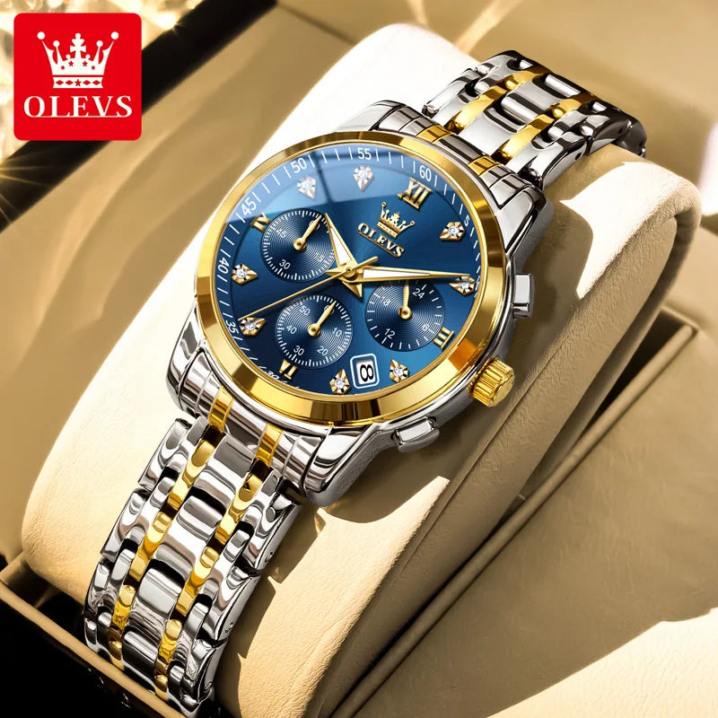 OLEVS 2858 Diamond Bracelet Watch – Chronograph, Luminous & Waterproof