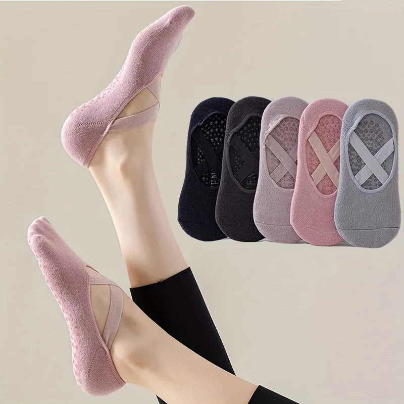 Women's Non-Slip Yoga & Pilates Socks – Grip Socks for Gym & Dance (5 Pairs)