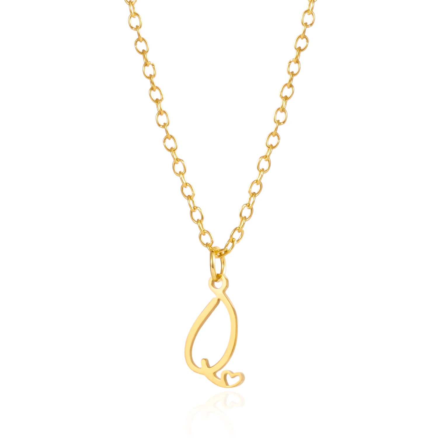 A-Z Initial Letter Heart Necklace – Stainless Steel Personalized Clavicle Chain