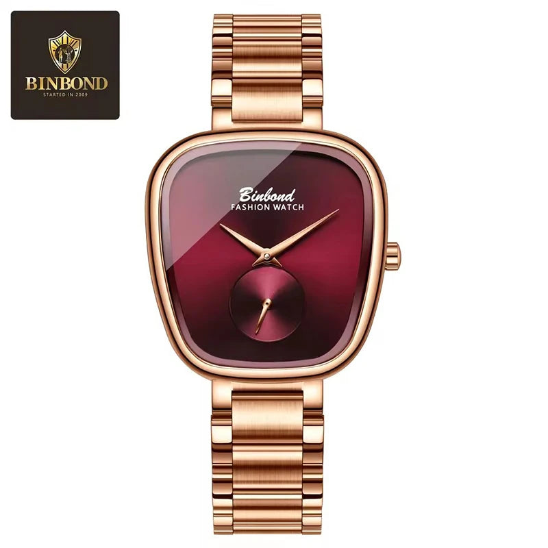 BINBOND Luxury Women's Watch – Simple Waterproof Stainless Steel Quartz