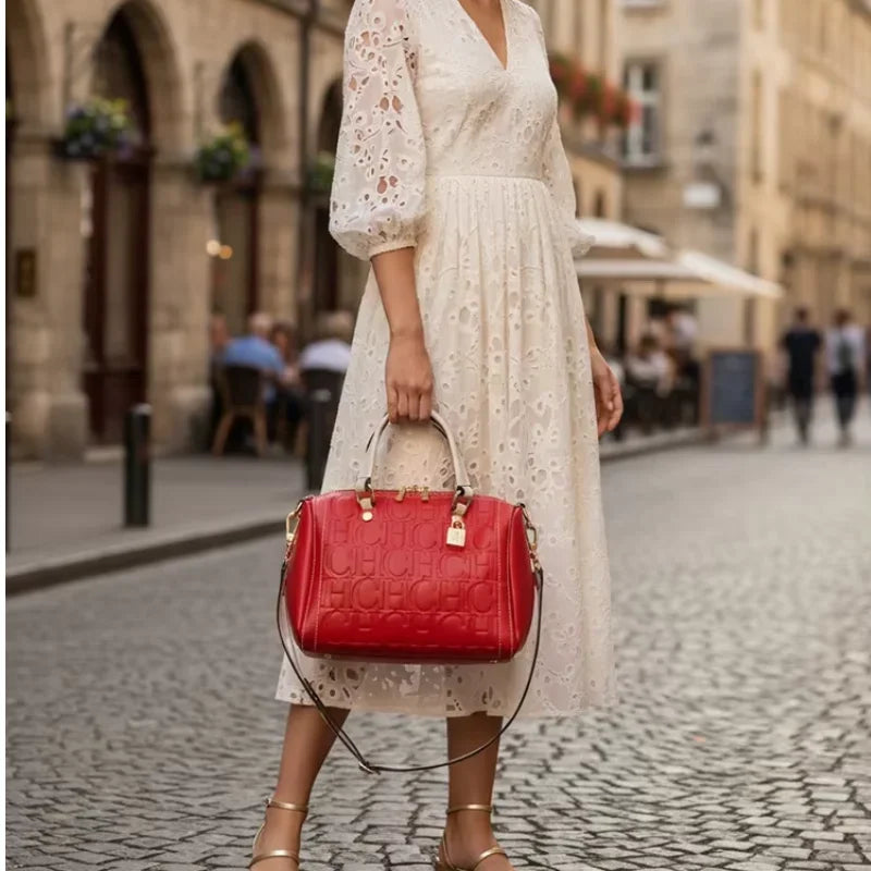CH Lock Design PU Crossbody Bag – 2025 Trendy Designer Women's Handbag