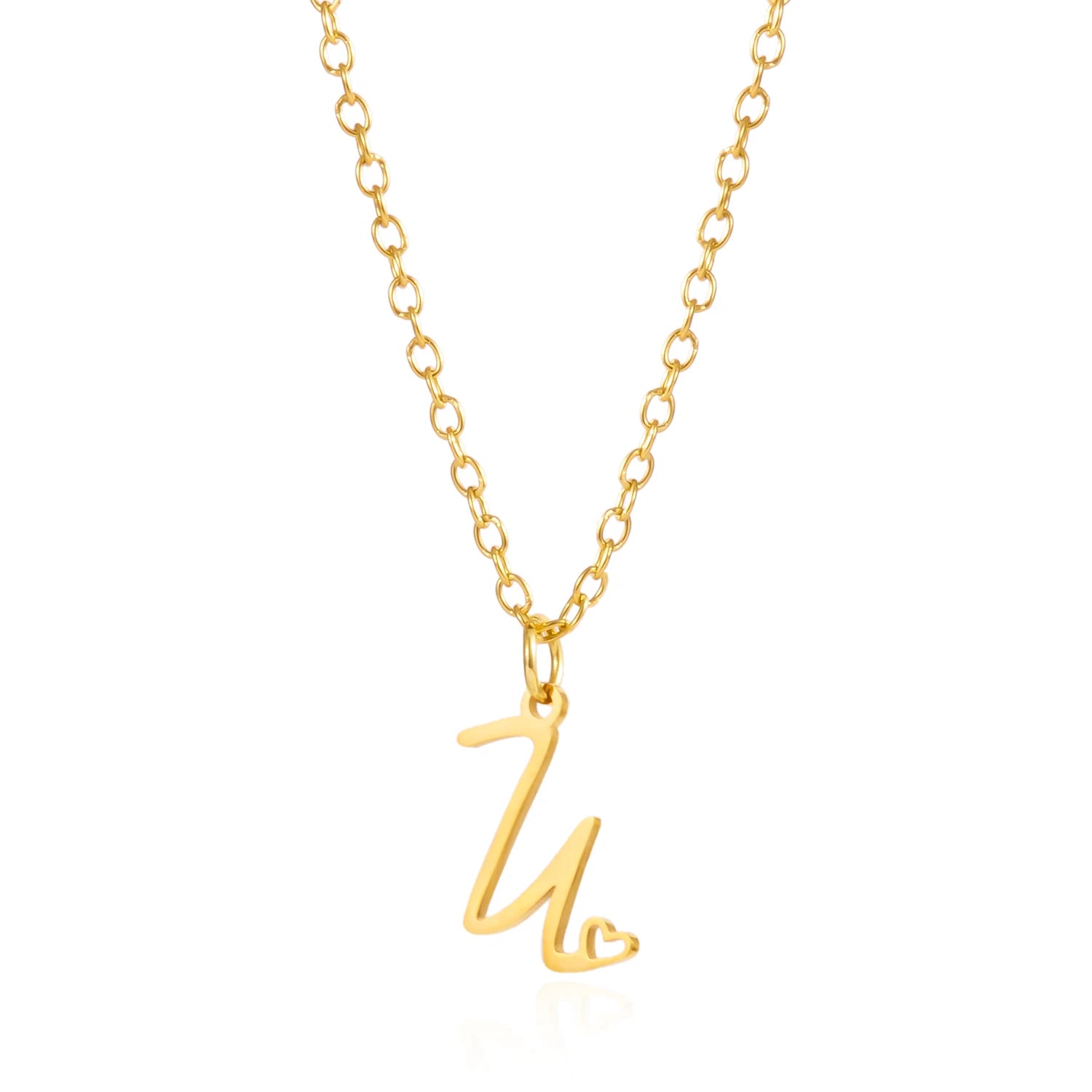 A-Z Initial Letter Heart Necklace – Stainless Steel Personalized Clavicle Chain