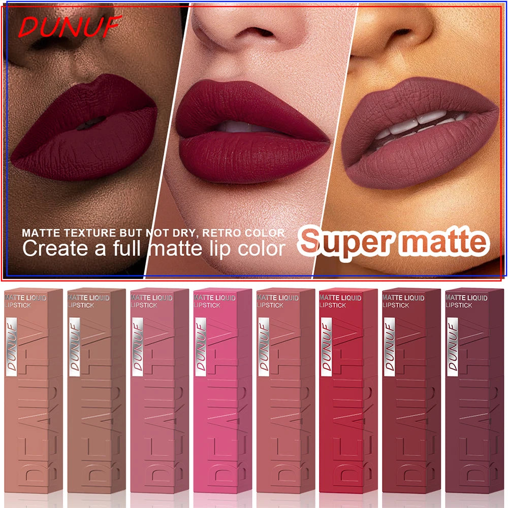 Women's Velvet Matte Lip Gloss – Long-Lasting Plumping Lipstick in Square Tube