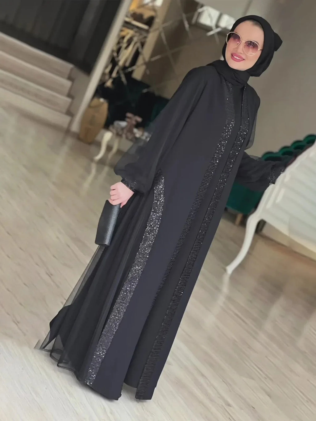 Muslim Modest Jalabiya Dress – Eid Ramadan Kaftan Cardigan Robe 2024