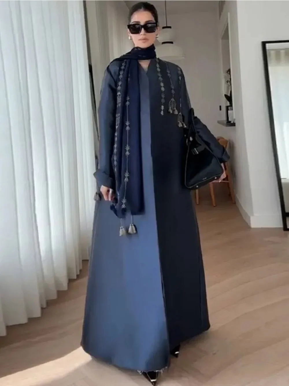 Eid Abaya Trench Coat – Long Kaftan Cardigan Robe for Women 2026