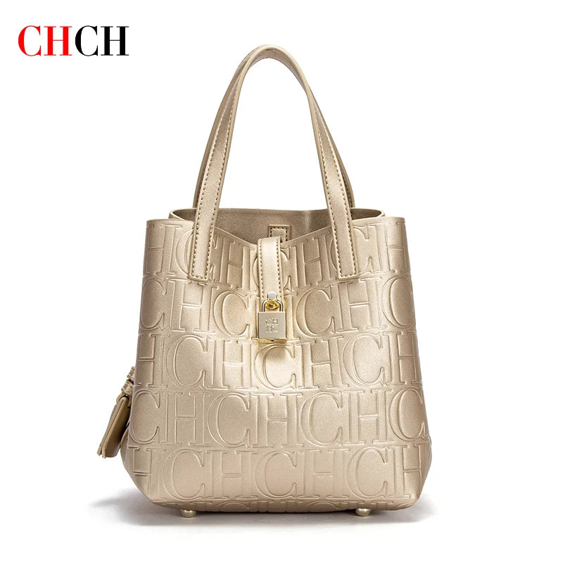CHCH Steel Embossed Tote Bag – Large Capacity Shopping & Mother Handbag