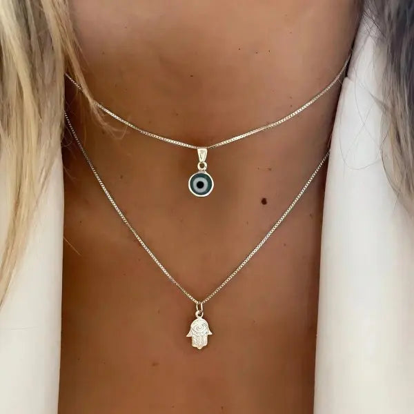 Lucky Evil Eye Double Layer Zircon Necklace – Turkish Eye Pendant for Women