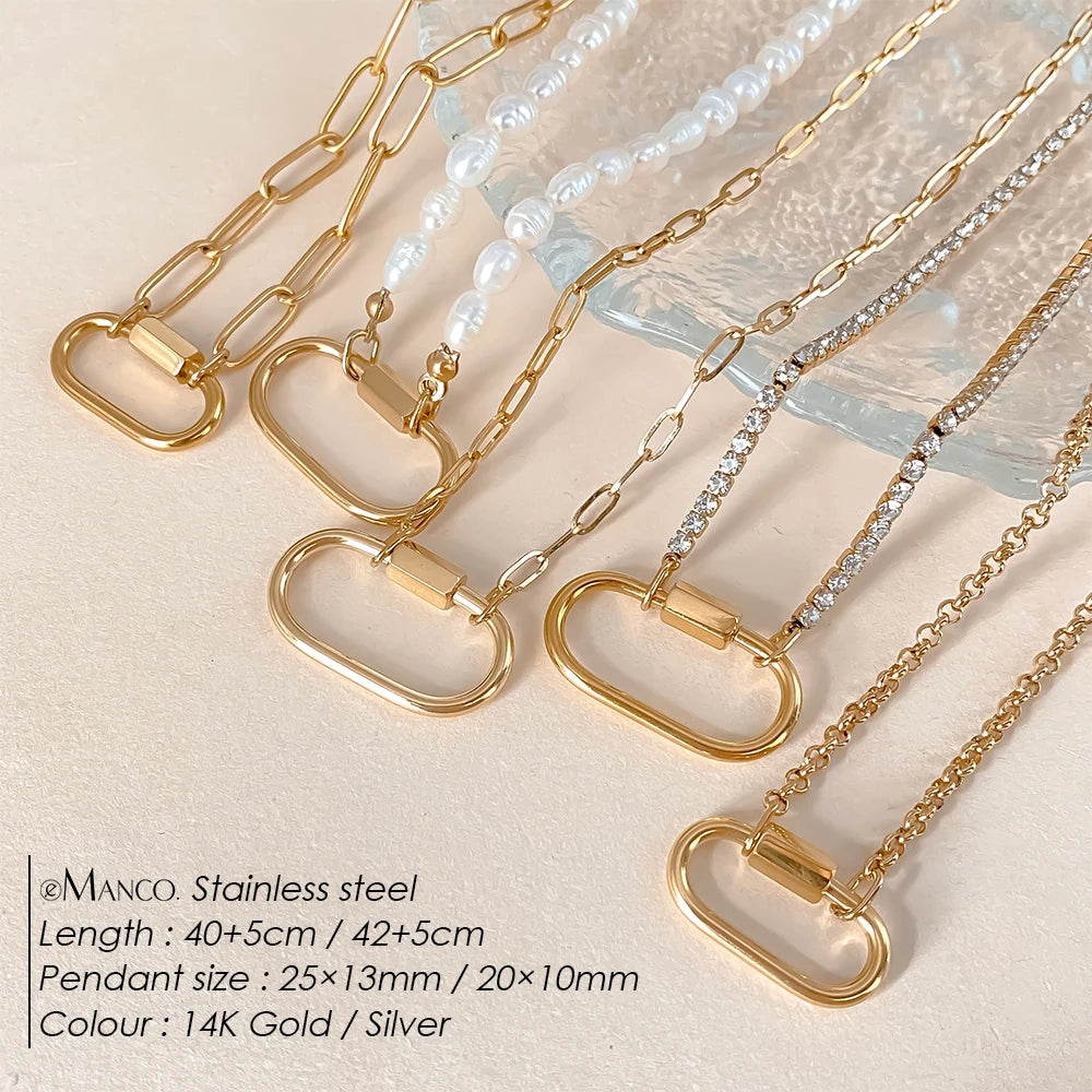 14K Gold Plated Stainless Steel Pendant Necklace – Waterproof Fashion Jewelry