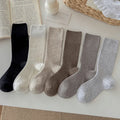 Women's Korean Style Long Crew Socks – Solid Colour Cotton Casual Socks (6 Pairs)