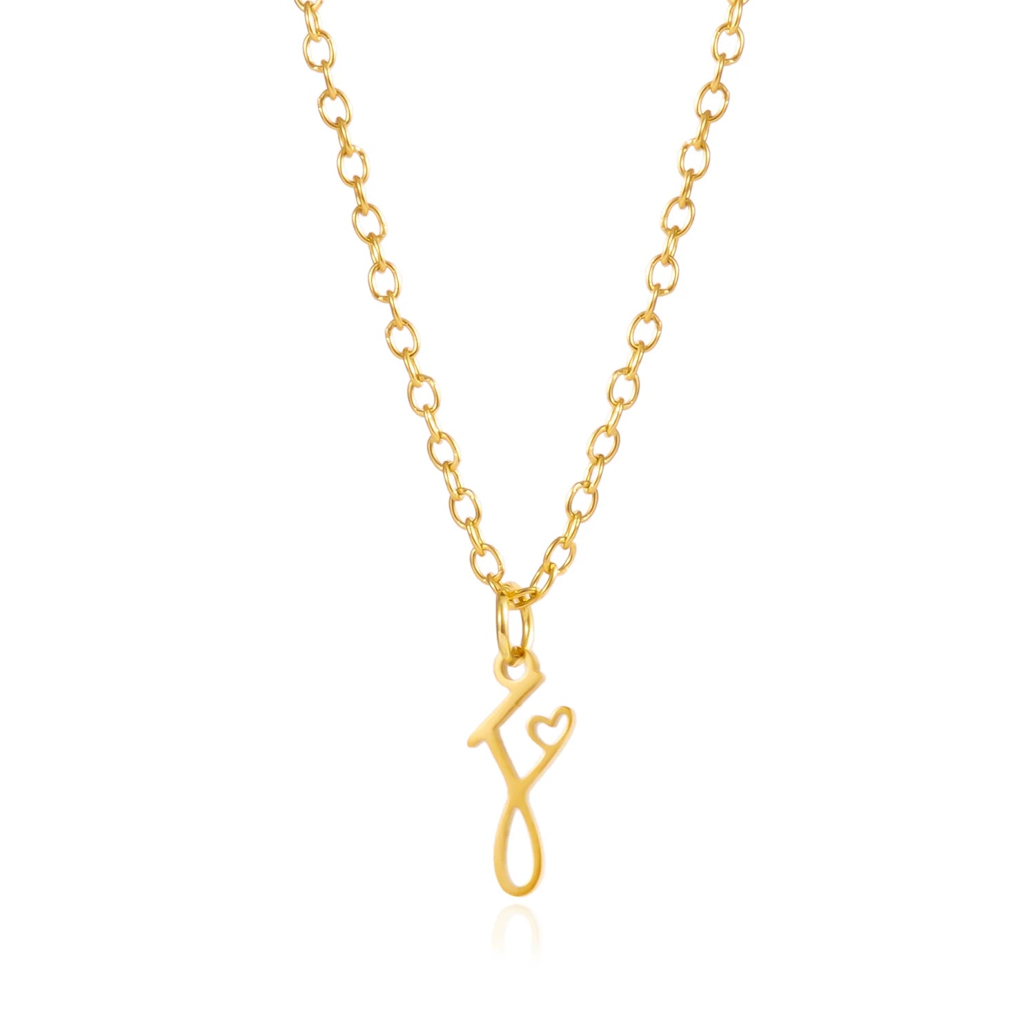 A-Z Initial Letter Heart Necklace – Stainless Steel Personalized Clavicle Chain