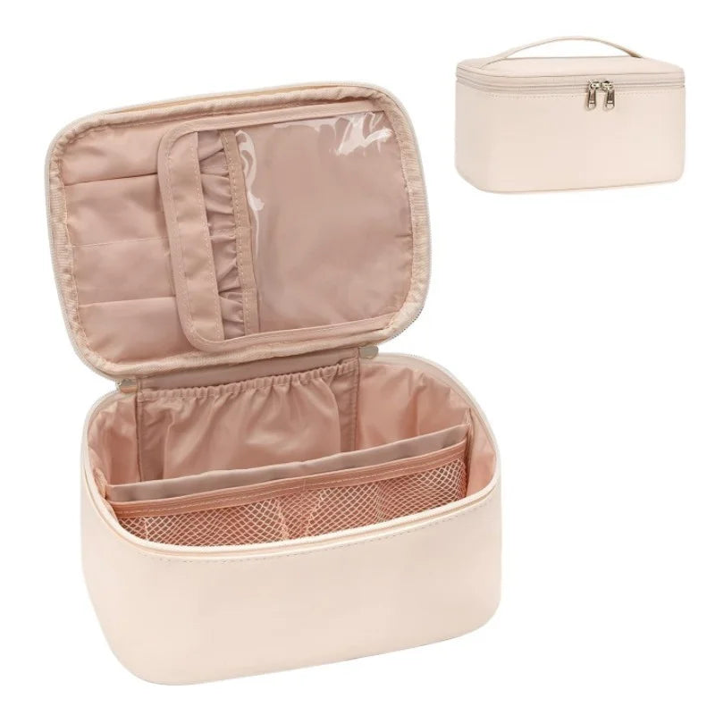Women's Large Capacity Cosmetic Travel Bag – Portable Makeup Organiser Case in Black