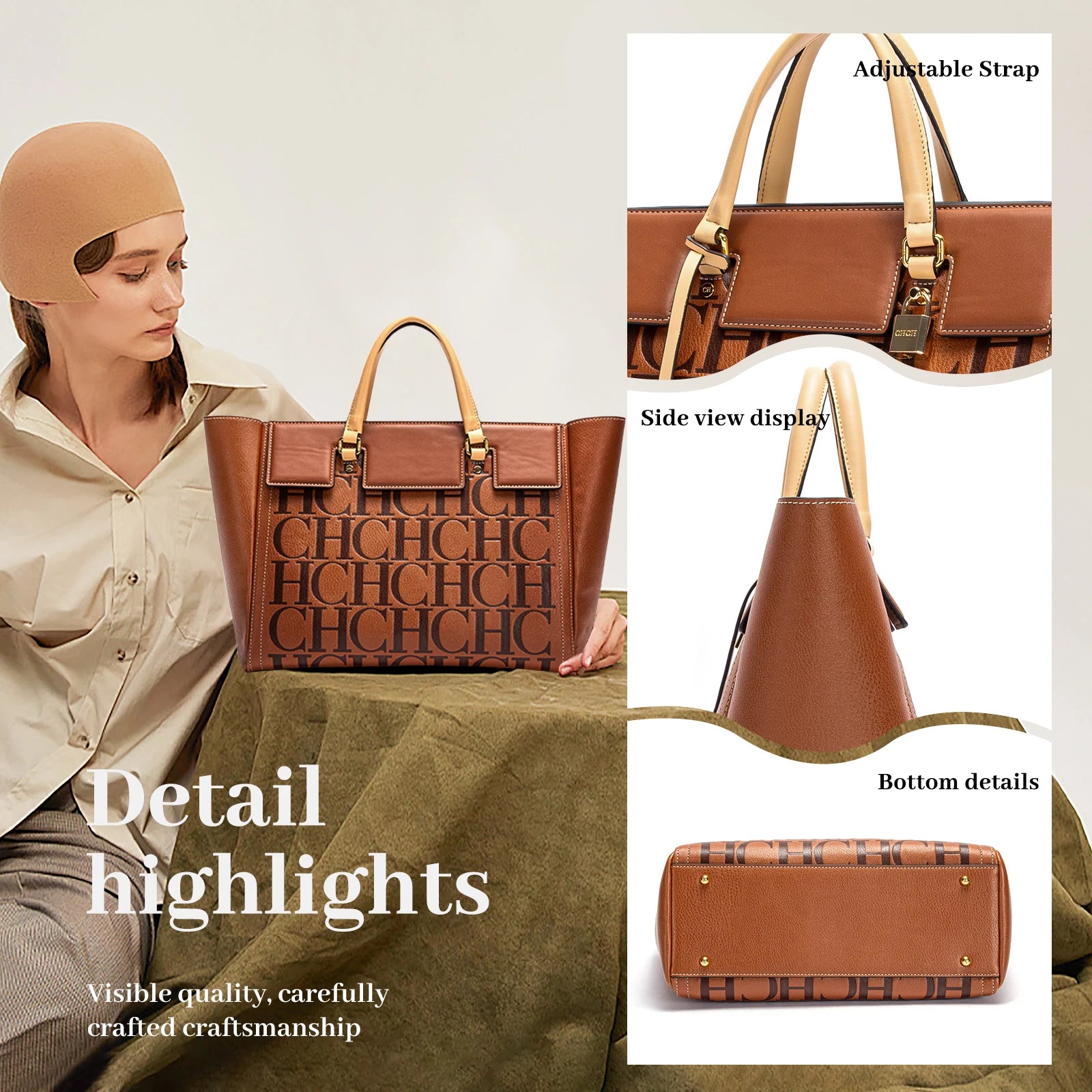 Women's Embossed Leather Handbag – Large Capacity Business Wallet Bag