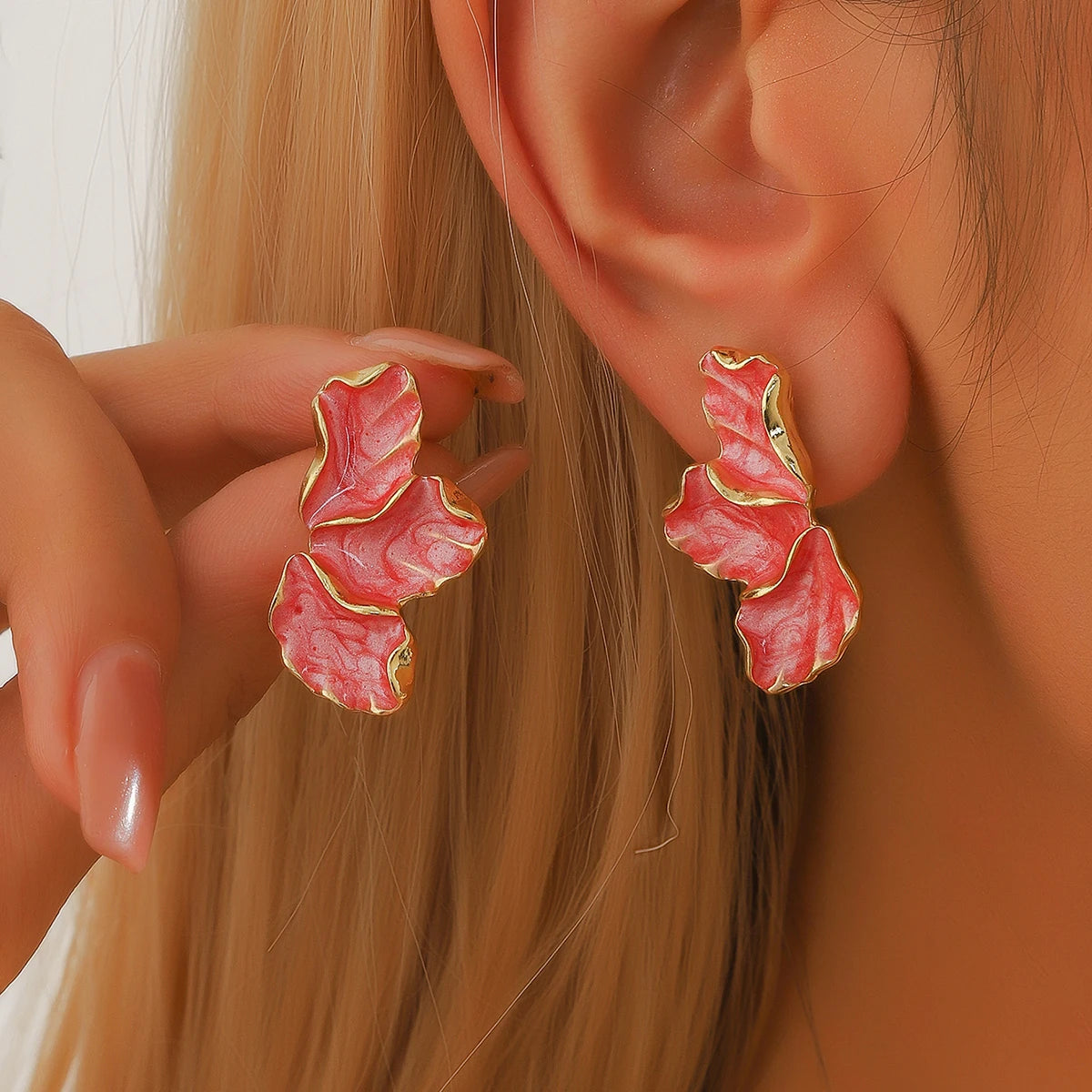 Maple Leaf & Flower Earrings – Colorful Petal, Sweet Temperament Light Luxury