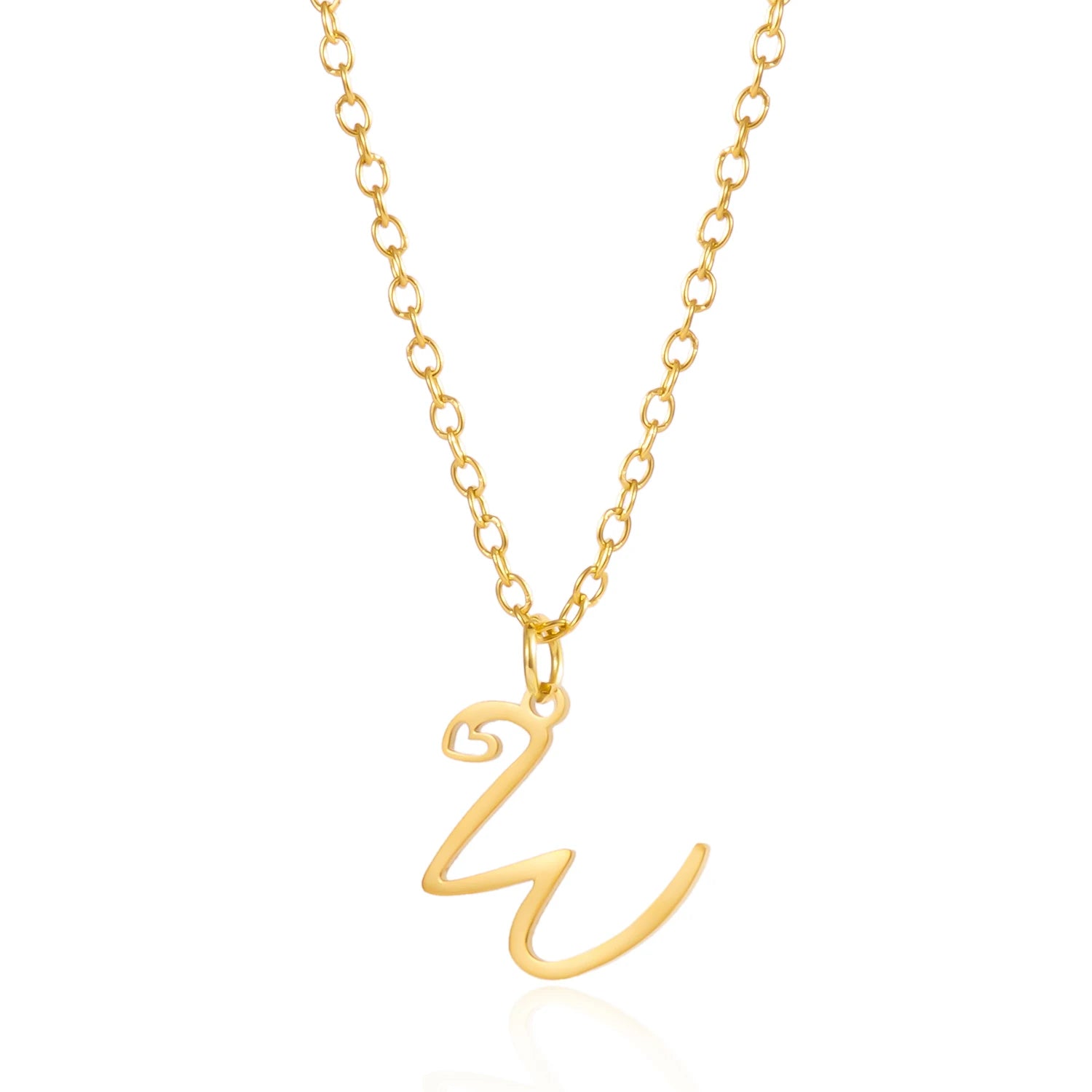 A-Z Initial Letter Heart Necklace – Stainless Steel Personalized Clavicle Chain