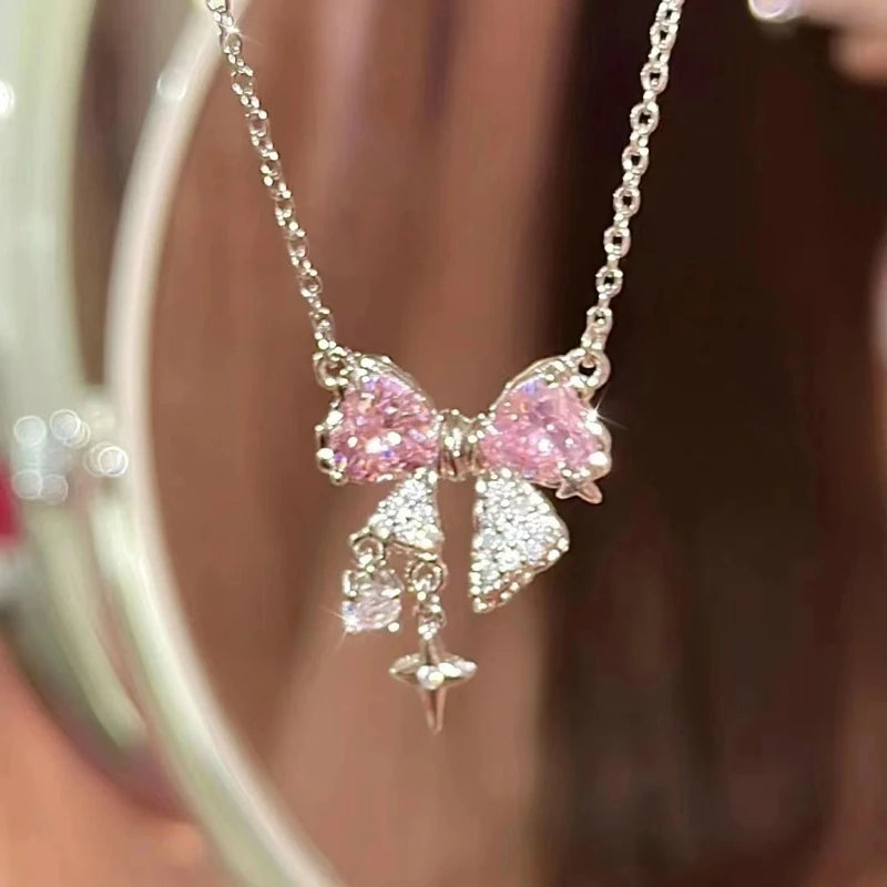 Wine Red Cherry Gold Pendant Necklace – Fashion Wedding & Birthday Jewelry