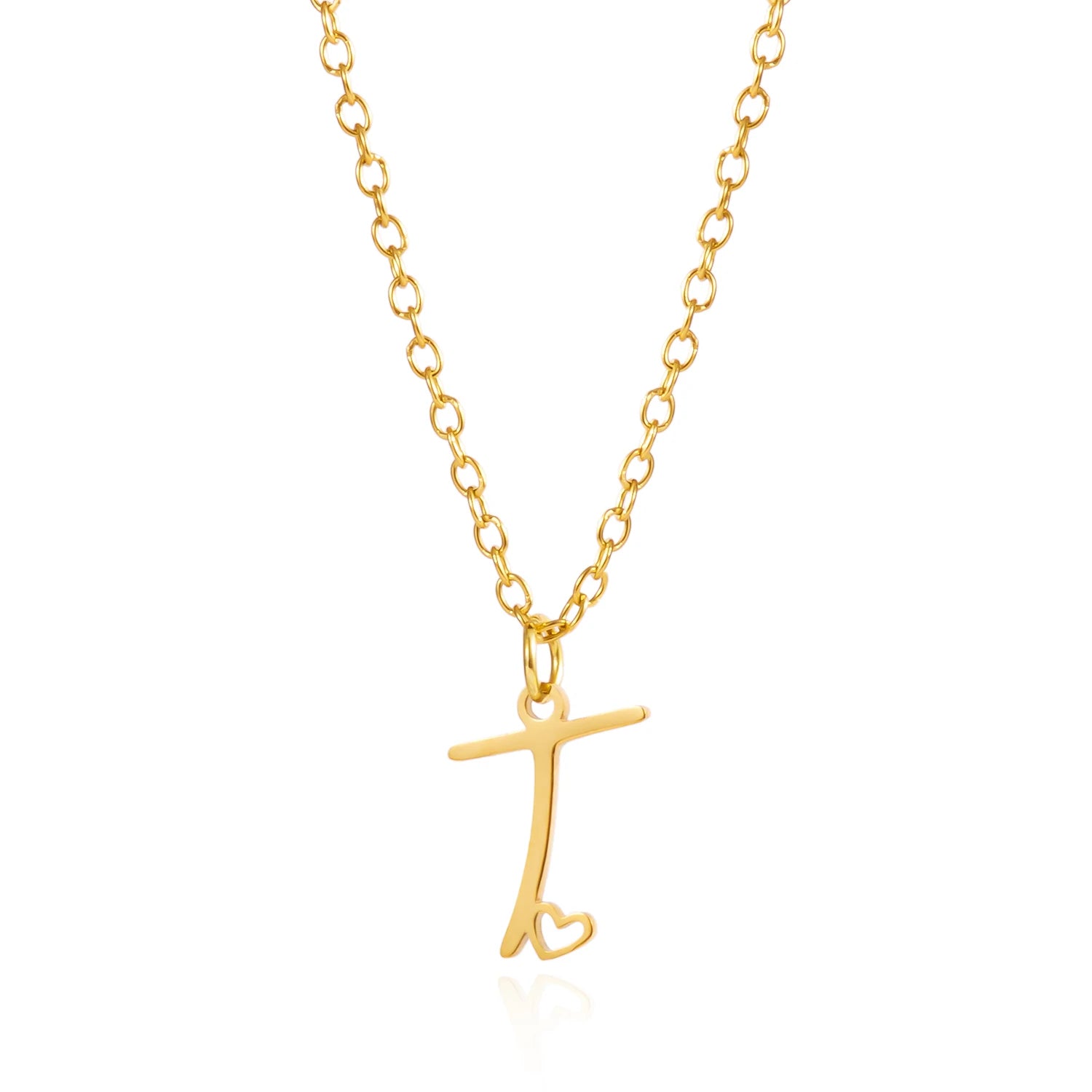 A-Z Initial Letter Heart Necklace – Stainless Steel Personalized Clavicle Chain