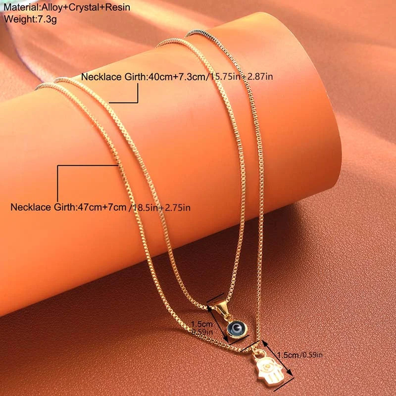Lucky Evil Eye Double Layer Zircon Necklace – Turkish Eye Pendant for Women