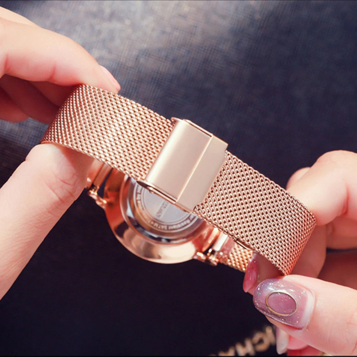 HANNAH MARTIN Rose Gold Women's Watch – 36mm Stainless Steel, Waterproof