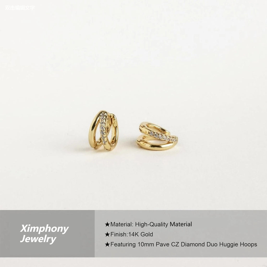 14K Gold Plated Diamond Huggie Hoop Earrings – Wedding & Gift Jewelry for Women