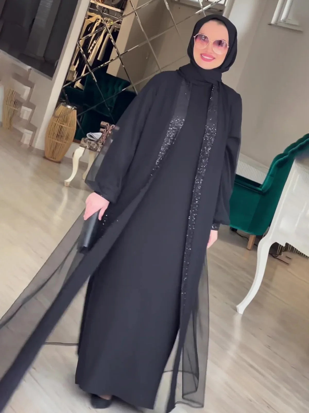 Muslim Modest Jalabiya Dress – Eid Ramadan Kaftan Cardigan Robe 2024