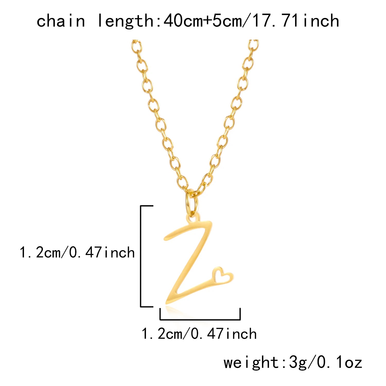 A-Z Initial Letter Heart Necklace – Stainless Steel Personalized Clavicle Chain