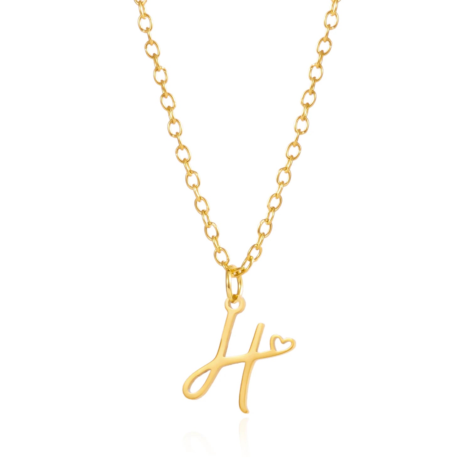 A-Z Initial Letter Heart Necklace – Stainless Steel Personalized Clavicle Chain