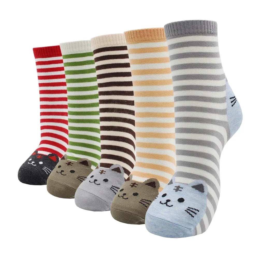 Women's Kawaii Cartoon Cotton Socks – Colourful Cute Novelty Socks (5 Pairs)