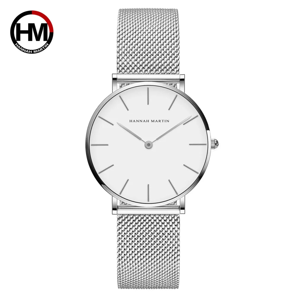 HANNAH MARTIN Rose Gold Women's Watch – 36mm Stainless Steel, Waterproof