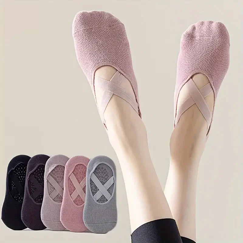 Women's Non-Slip Yoga & Pilates Socks – Grip Socks for Gym & Dance (5 Pairs)
