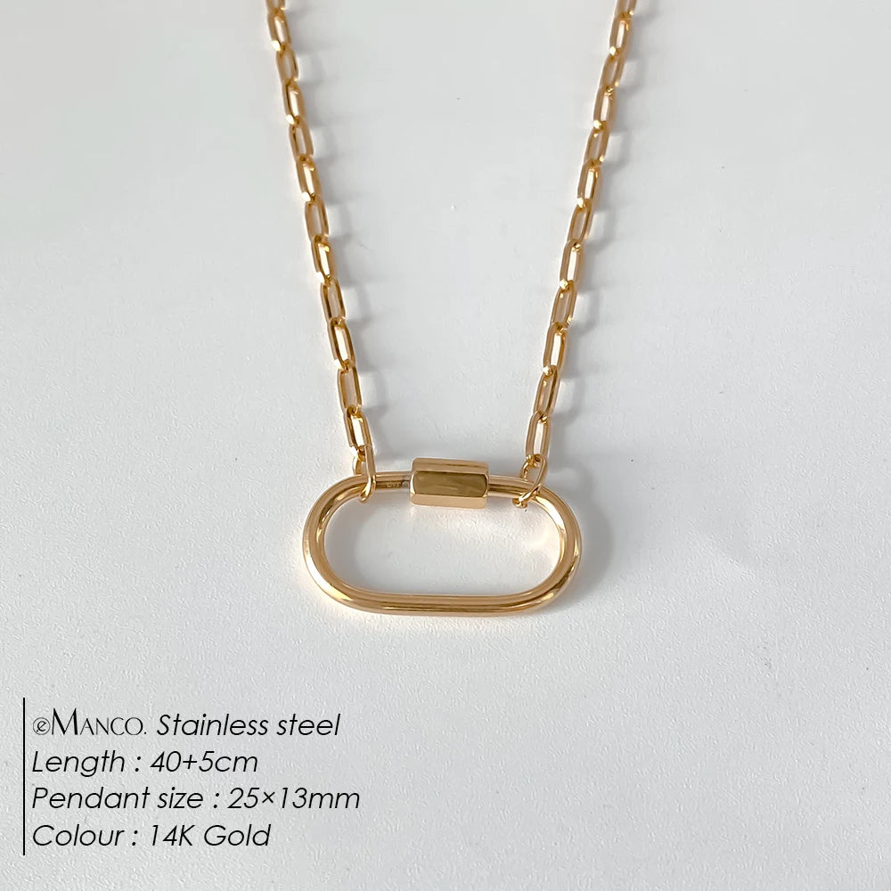 14K Gold Plated Stainless Steel Pendant Necklace – Waterproof Fashion Jewelry