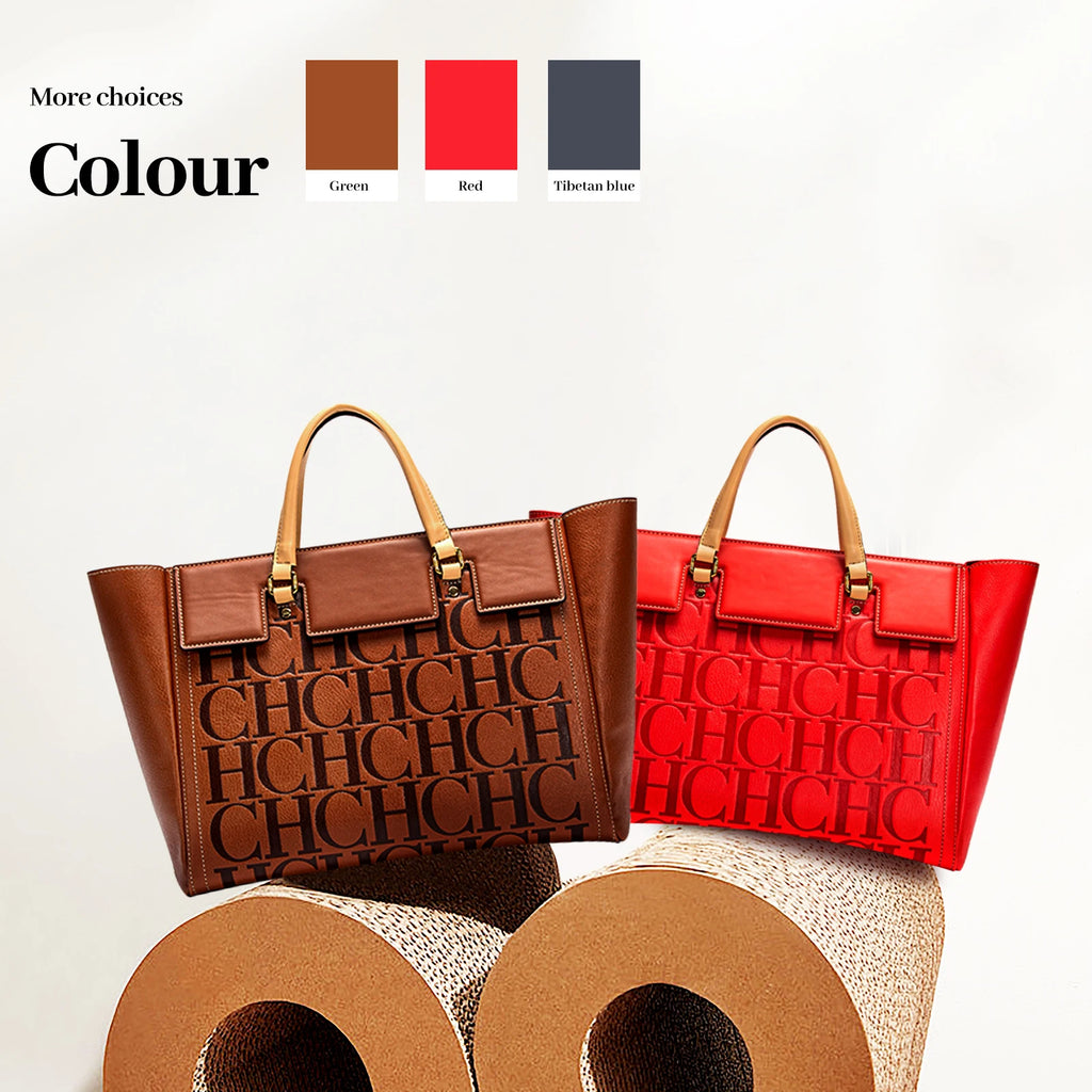 Women's Embossed Leather Handbag – Large Capacity Business Wallet Bag