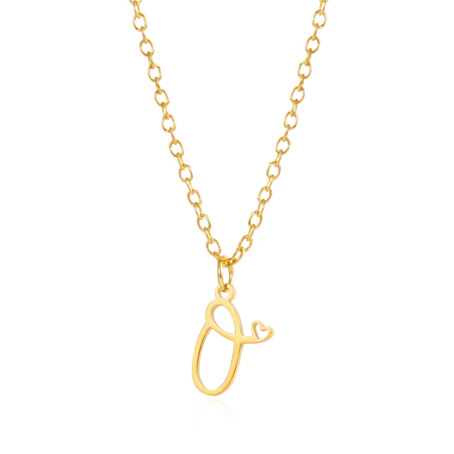 A-Z Initial Letter Heart Necklace – Stainless Steel Personalized Clavicle Chain