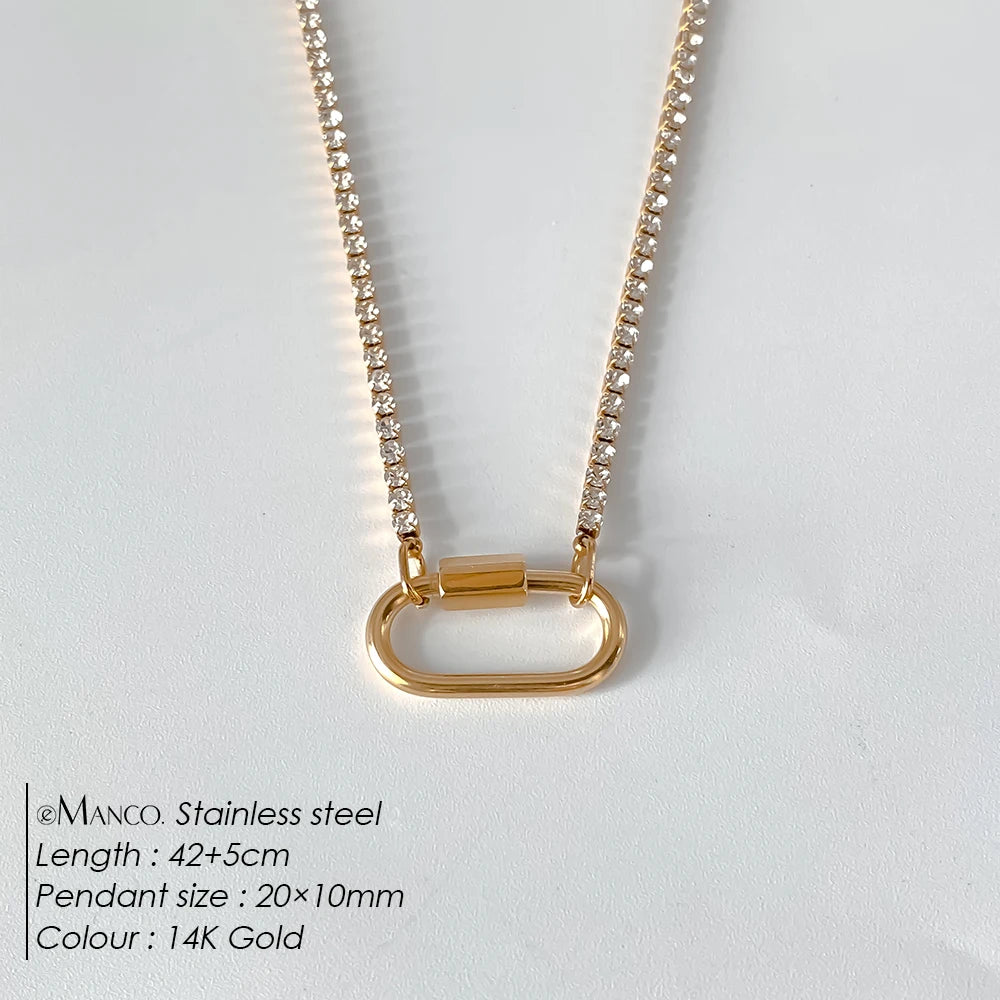 14K Gold Plated Stainless Steel Pendant Necklace – Waterproof Fashion Jewelry