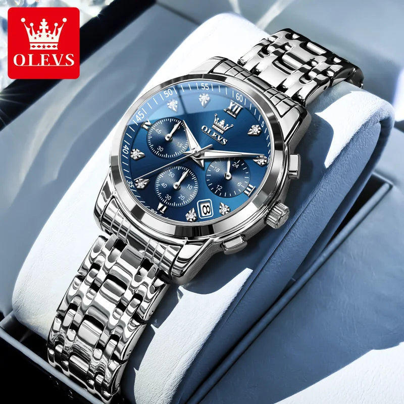 OLEVS 2858 Diamond Bracelet Watch – Chronograph, Luminous & Waterproof