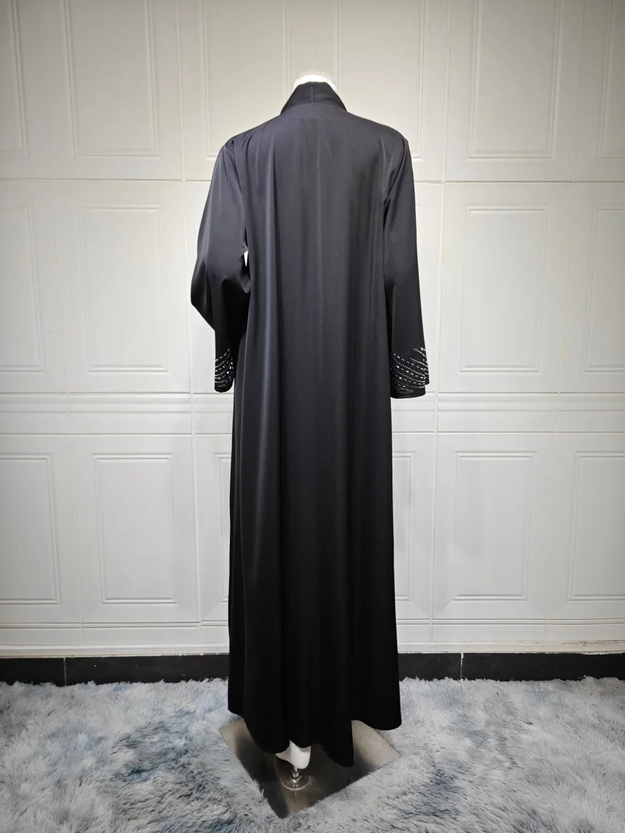 Luxury Rhinestone Dubai Abaya – Beaded Kimono Cardigan Long Dress