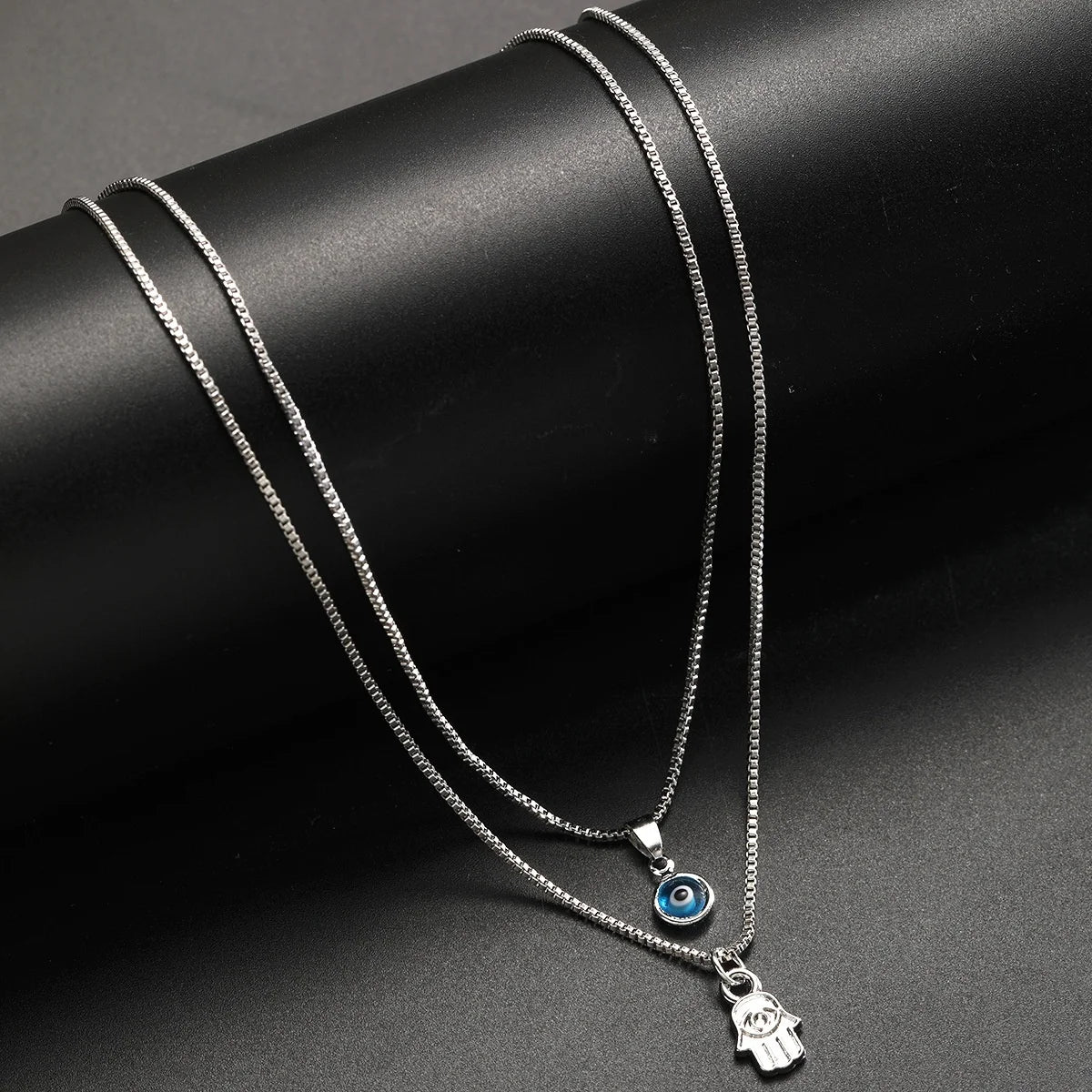 Lucky Evil Eye Double Layer Zircon Necklace – Turkish Eye Pendant for Women