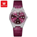 OLEVS Diamond Women's Watch – Luminous, Waterproof & Leather Strap
