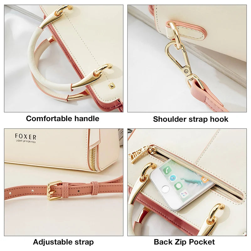 FOXER Split Leather Large Tote Bag 2026 – Elegant Luxury Crossbody Shoulder Purse