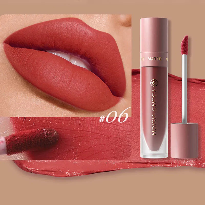 DUNUF 8-Colour Matte Velvet Lip Gloss Set – Waterproof Plumping Lipstick Square Tube