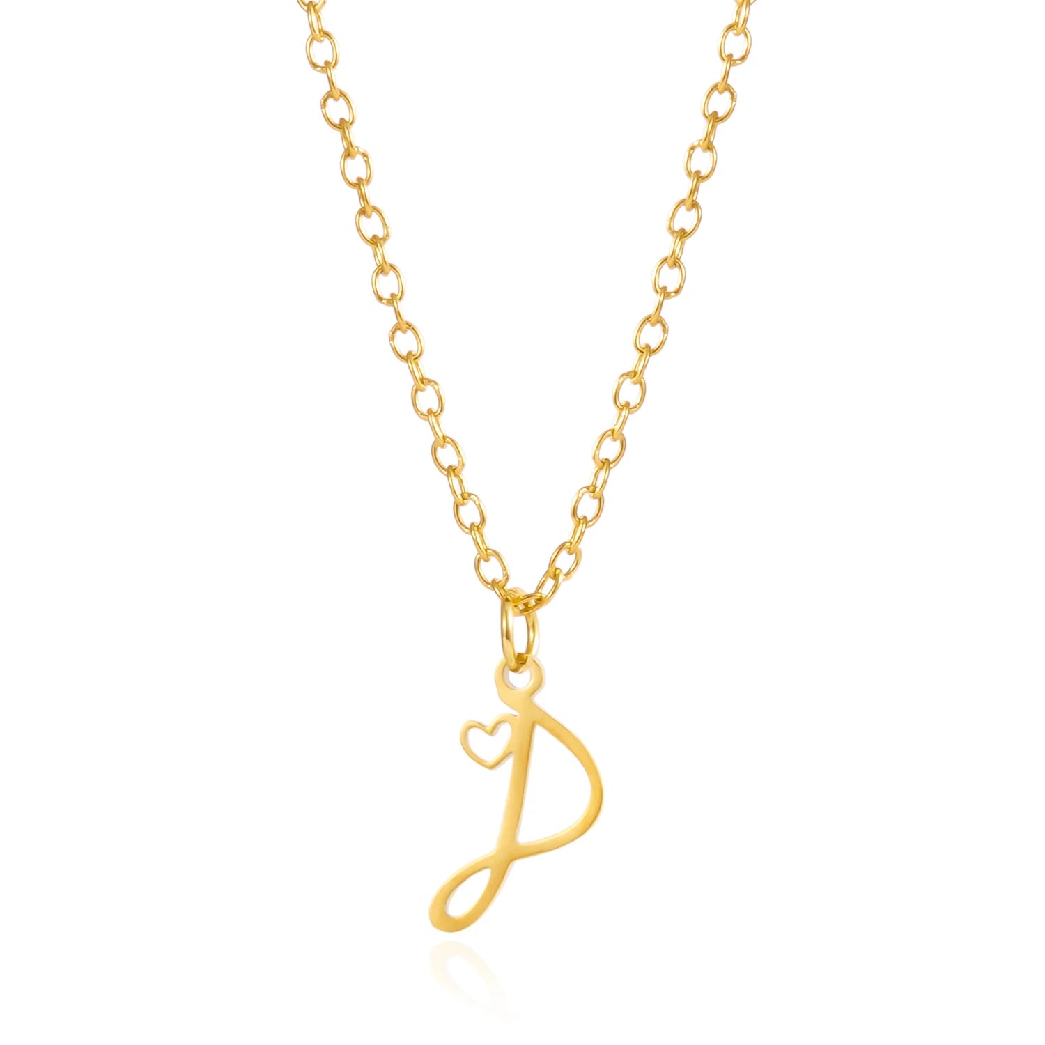 A-Z Initial Letter Heart Necklace – Stainless Steel Personalized Clavicle Chain