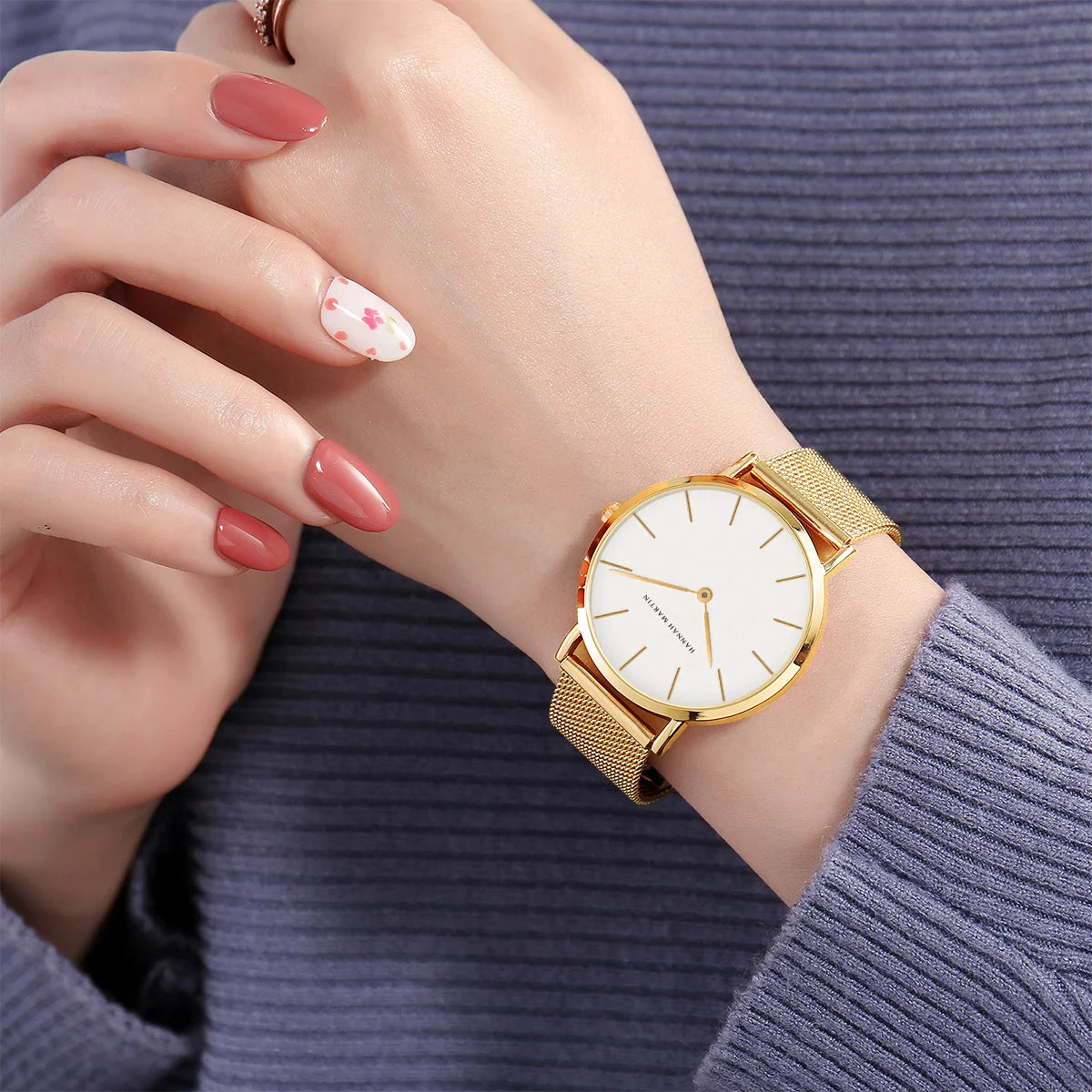 HANNAH MARTIN Rose Gold Women's Watch – 36mm Stainless Steel, Waterproof