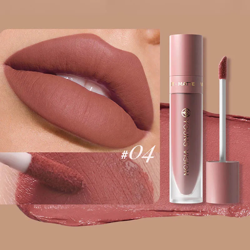 DUNUF 8-Colour Matte Velvet Lip Gloss Set – Waterproof Plumping Lipstick Square Tube