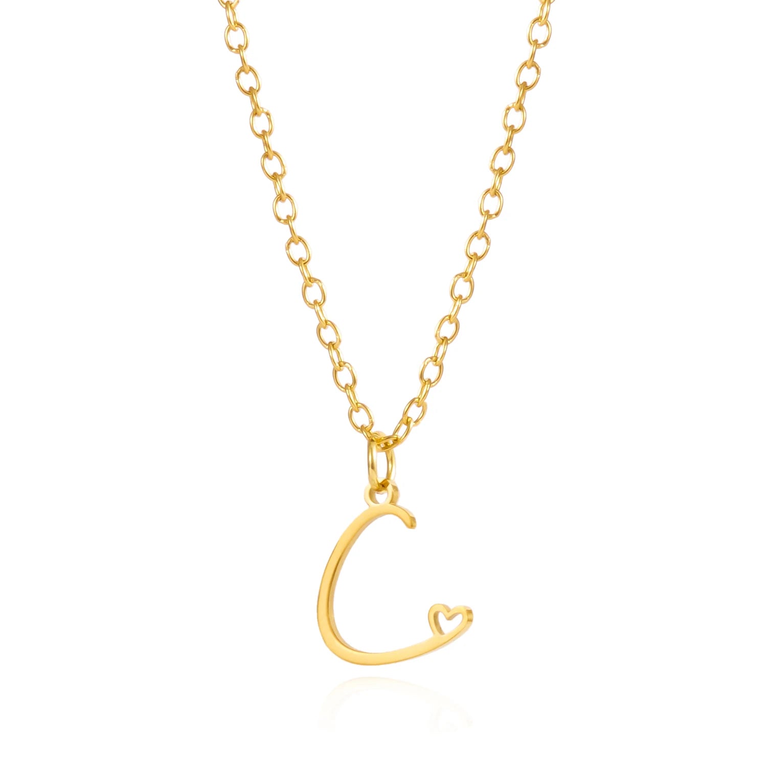 A-Z Initial Letter Heart Necklace – Stainless Steel Personalized Clavicle Chain